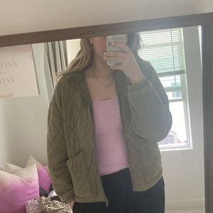 Green quilted jacket